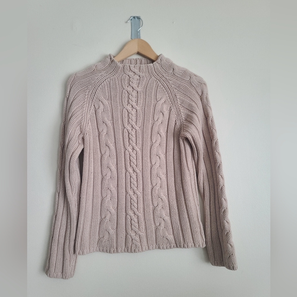Vintage Cream Chunky Fisherman Sweater – Size L –